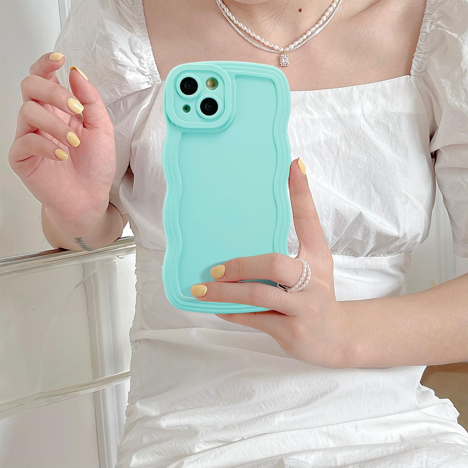 UEEBAI Case For IPhone 12 IPhone 12 Pro Case 6.1 Inch, Clear Cute Simple Wave Frame Curvy Slim Fit Shockproof Protective Phone Bumper Cover