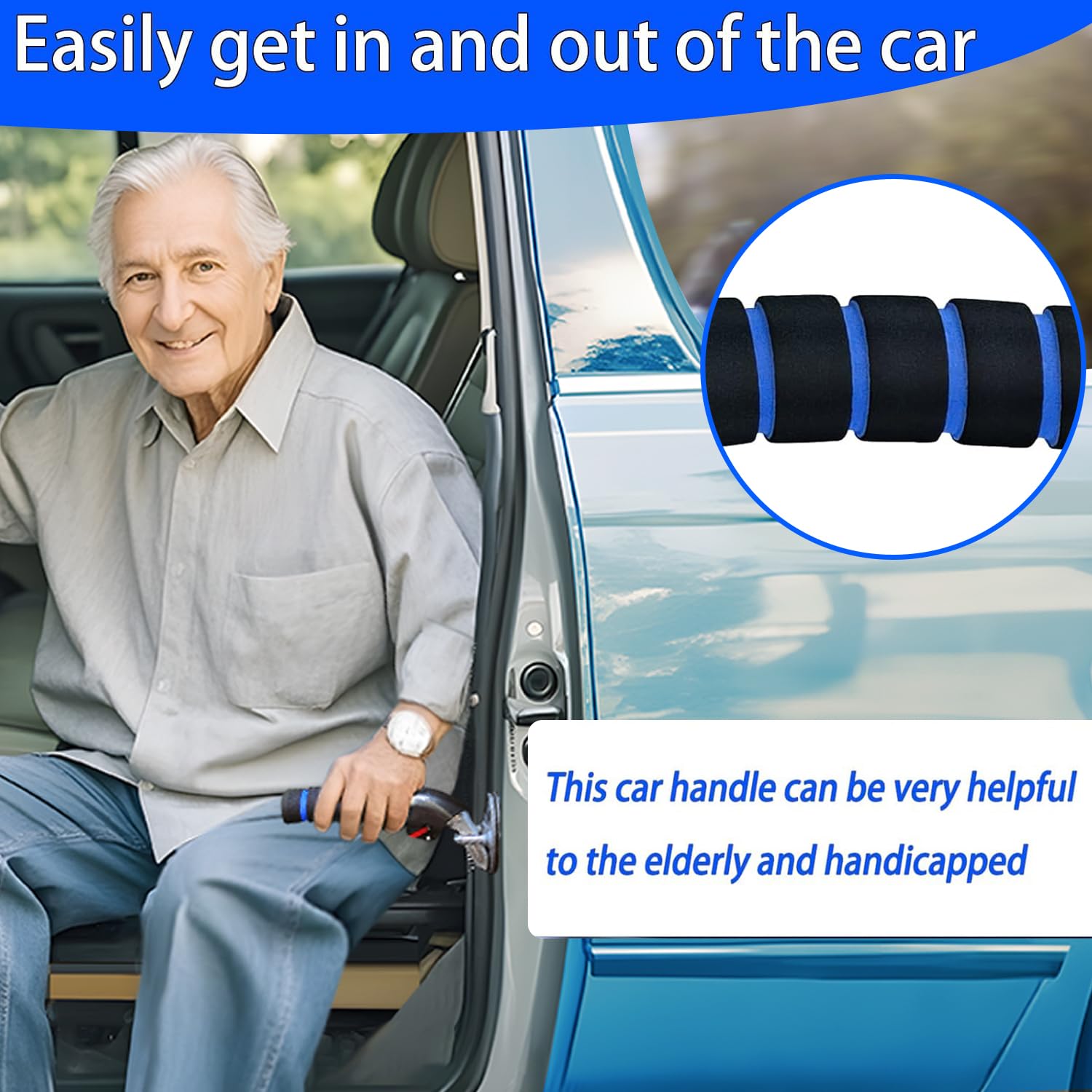 Manija de coche para personas mayores (azul)