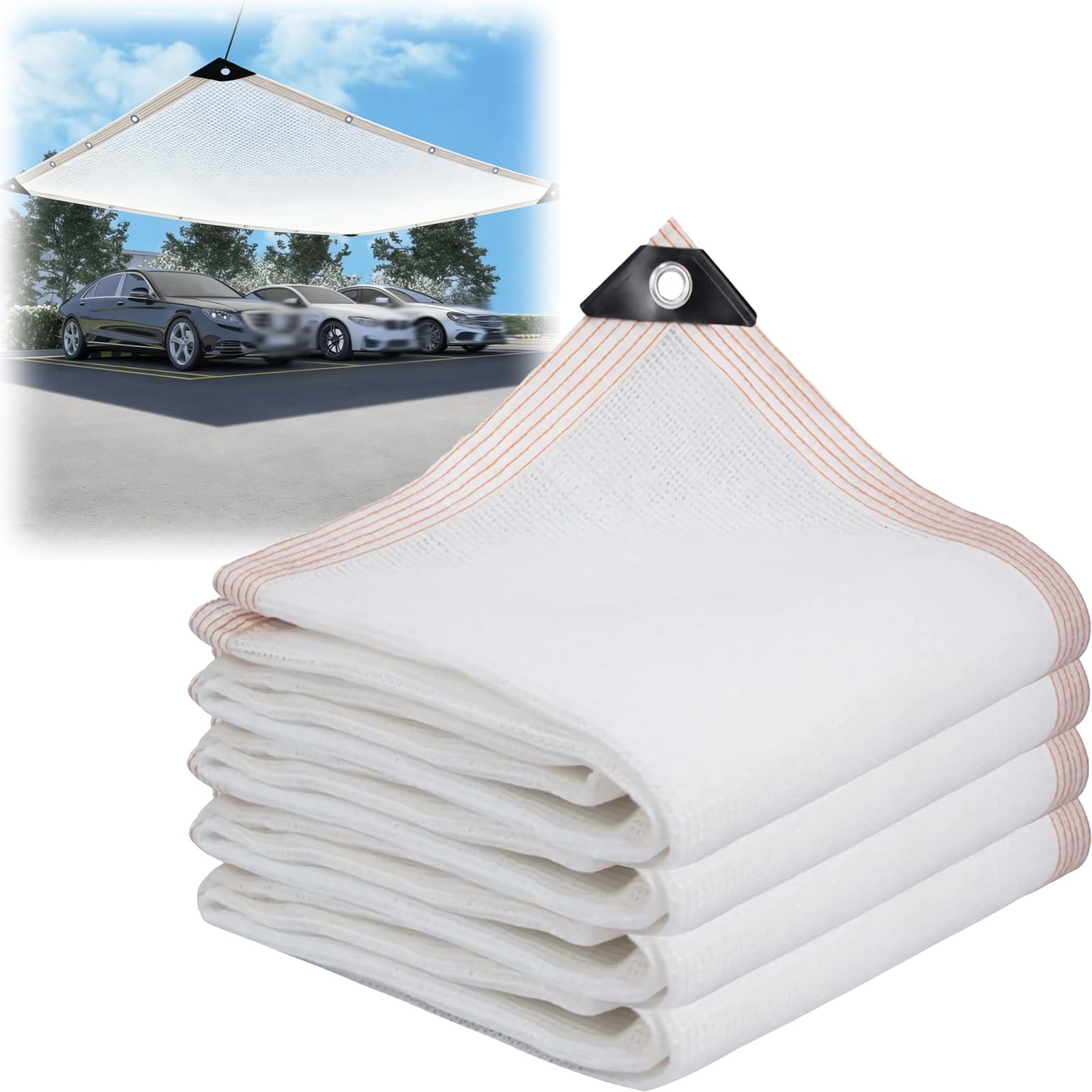 Tissu solaire blanc extérieur œillets voile d'ombrage 8x9m
