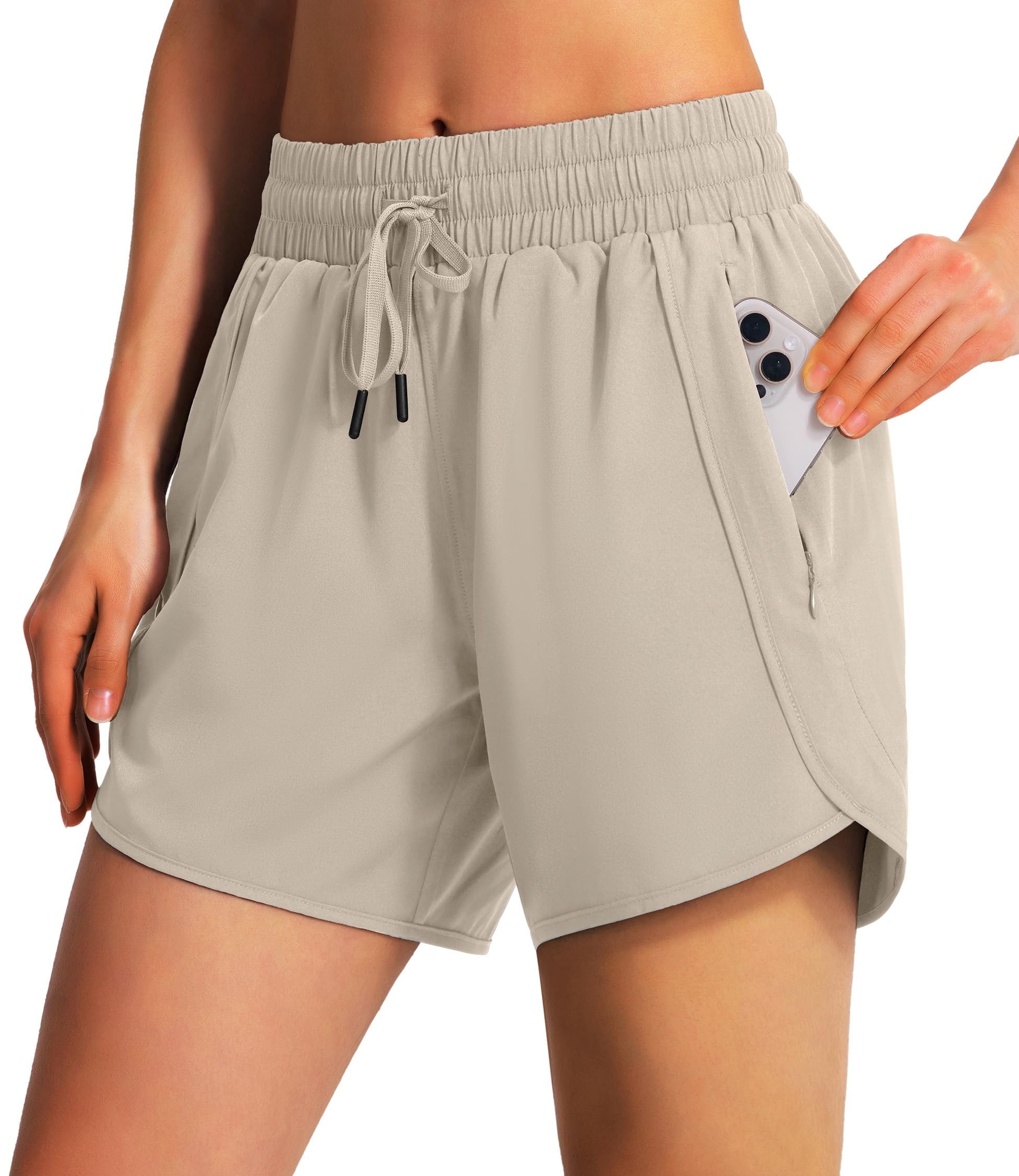 Ksmien Women's 5"/ 7" Athletic Running Shorts Quick Dry Lightweight Workout Gym Shorts with Zipper Pockets UPF 50+