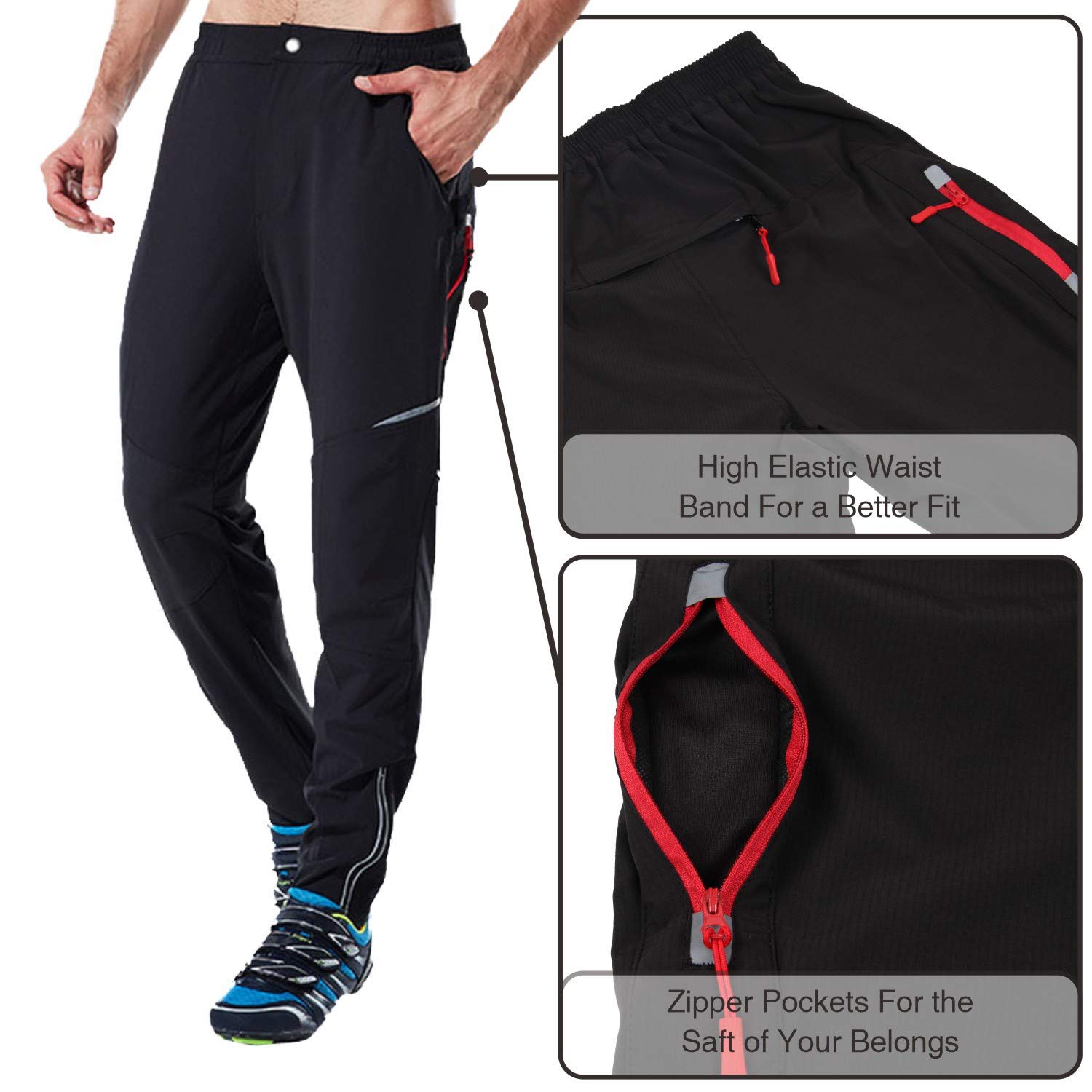 SUKUTU Pantalon Cyclisme Homme Pantalon Moto Coupe-Vent Pantalon Sport de Plein air Léger à Séchage Rapide Respirant Pantalon de Cyclisme Athlétique