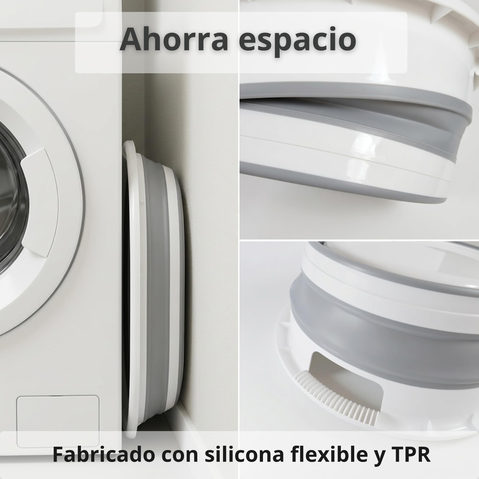 VELOSSIA Barreño Plegable 35L Silicona Resistente con Asas, Cubo Plegable Ropa, Cesto Ropa Multiusos, Incluye 2 Bolsas Delicadas, Cesta Colada, Baño, Camping, Lavado a Mano (35 L.) — view 6