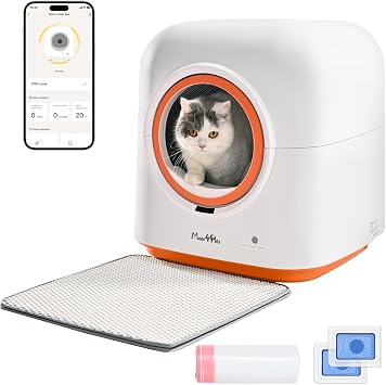 Made4Pets Self-Cleaning Litter Box, Automatic Cat Litter Box with APP Control, Odor-Eliminating, 60L Capacity, Anti-Pinch Safety, Hands-Free Waste Disposal, Includes Waste Bags, for Multiple Cats