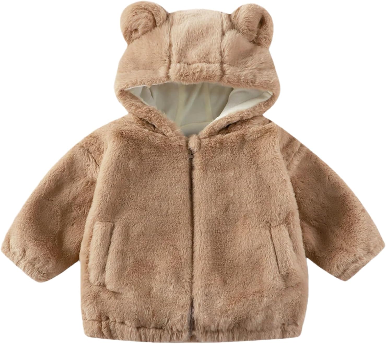 Toddler Boys Fleece Fuzzy Warm Bear Ear Hoodies Jacket Zipper Side Pockets Winter Clothes Coat for 2T - 5T - Image 8