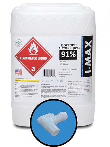 Alcohol isopropílico 91% - 5 galones de IPA de alta pureza - Incluye una espita - Fabricado en Estados Unidos - Cubo de HDPE