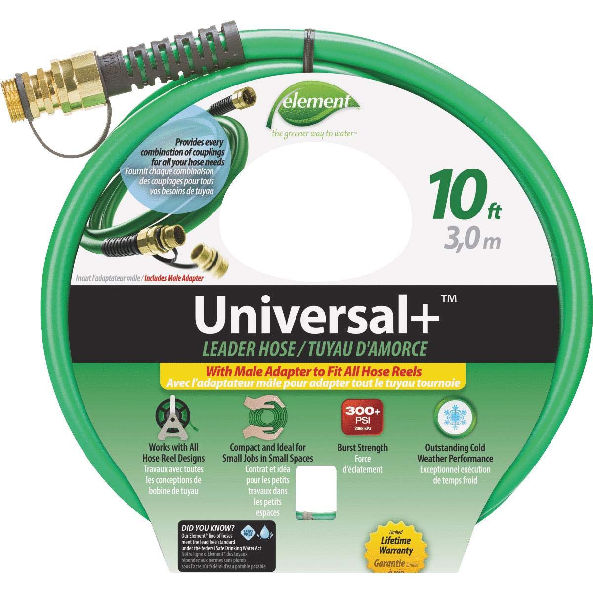 Element 1/2 in. Dia. x 10 ft. L Green Leader Hose