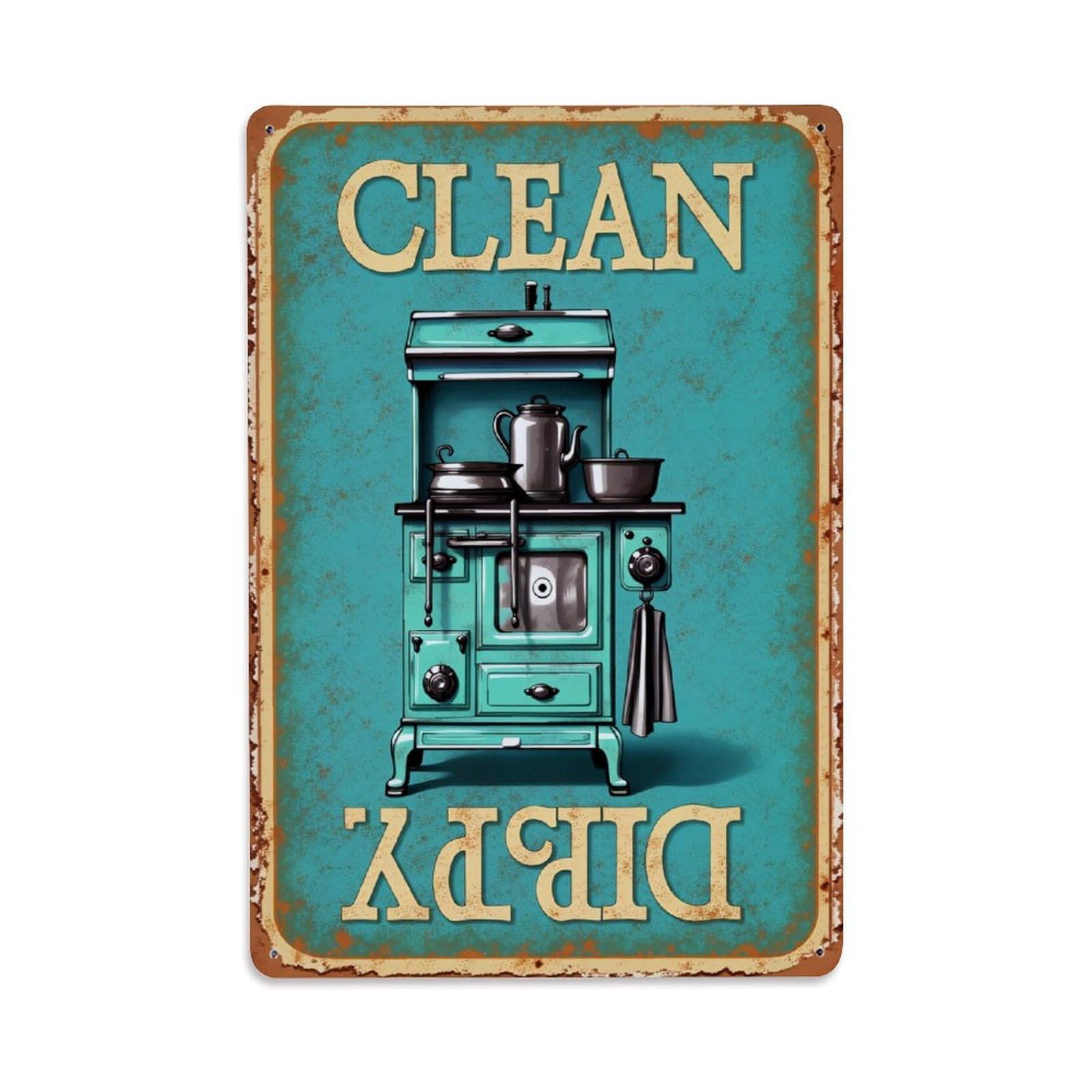 Enderetf Vintage Clean Dry Stove Sign Tin Sign Metal Poster, Home Bar Garage Man Cave Cafe Indoor & Outdoor Wall Decoration 8X12inches