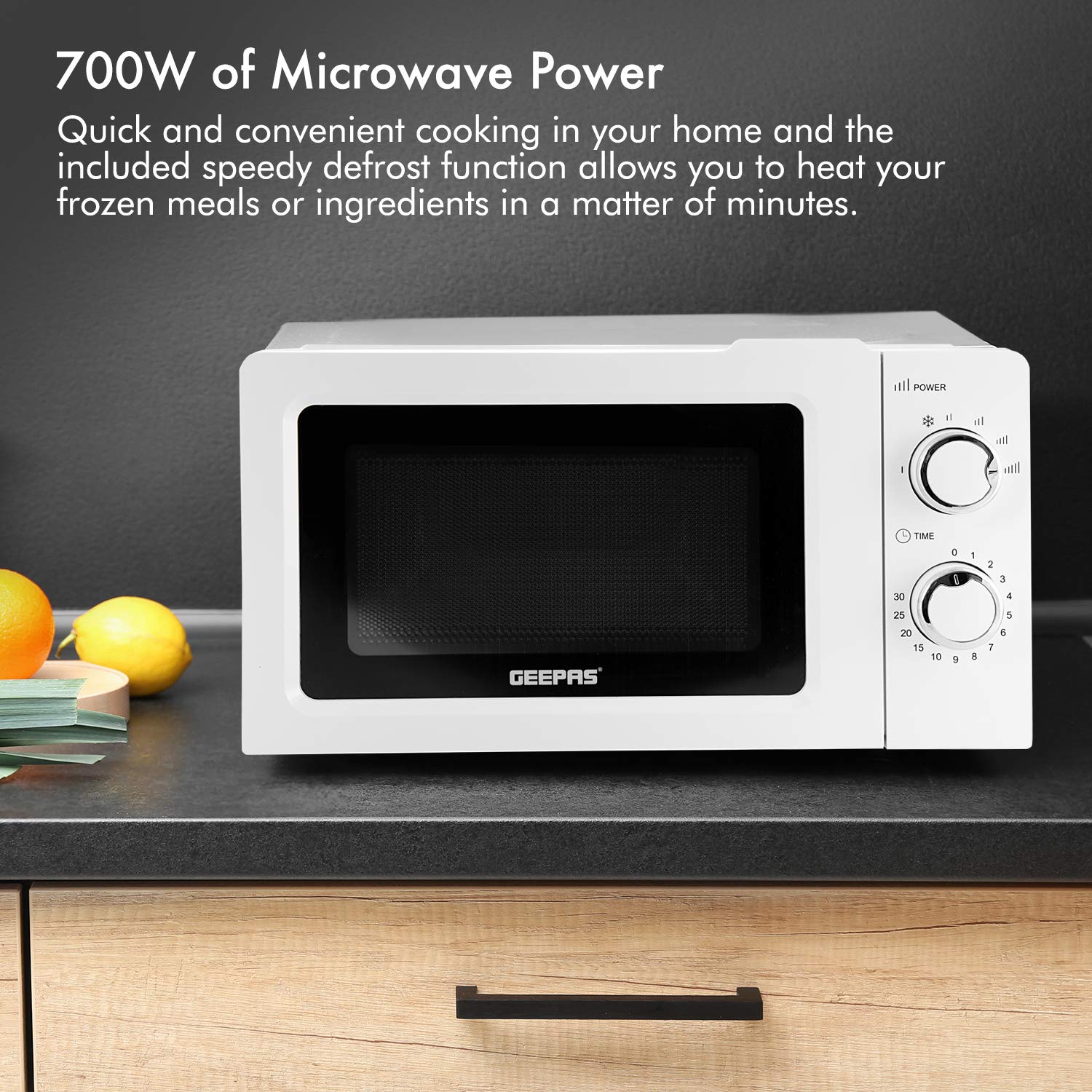 Geepas 700 W Solo Manual Microwave 20L Solo Microwave Oven with 5