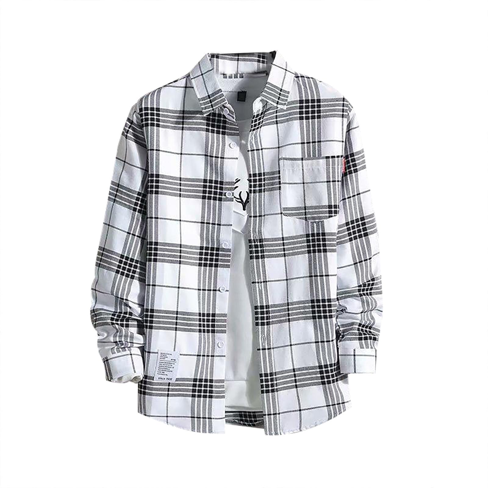Genérico Camisas Hombre Manga Larga Lino Camisa Hawaiana Hombre Camisa Hawaiana Hombre Personalizada Camisas Hombre Manga Larga de Vestir de Traje En Verano