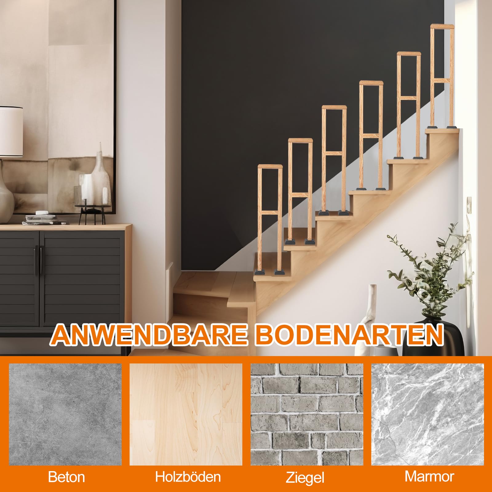 Corrimano per Scale da Interno in Legno, Ringhiera per Scale a Forma di H, Corrimano per Scale da Esterno in Legno, Parapetto Scala Impermeabile per Verande,Terrazze e Appartamenti (100 cm)
