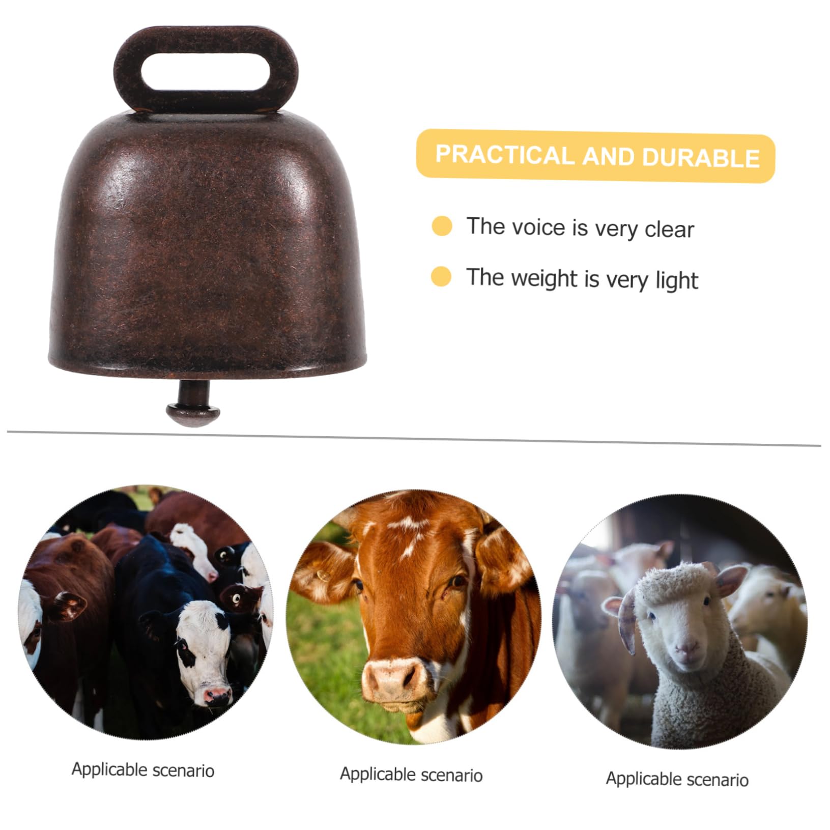 Gogogmee 2 Pcs Farming Bell Accessories Door Bell Cat Bell Goat Collars with Bells Cow Bells with Wrist Strap Sheep Bell Dog Collar Dog Grooming Table Dog Bells Small Cowbells Garden Bells