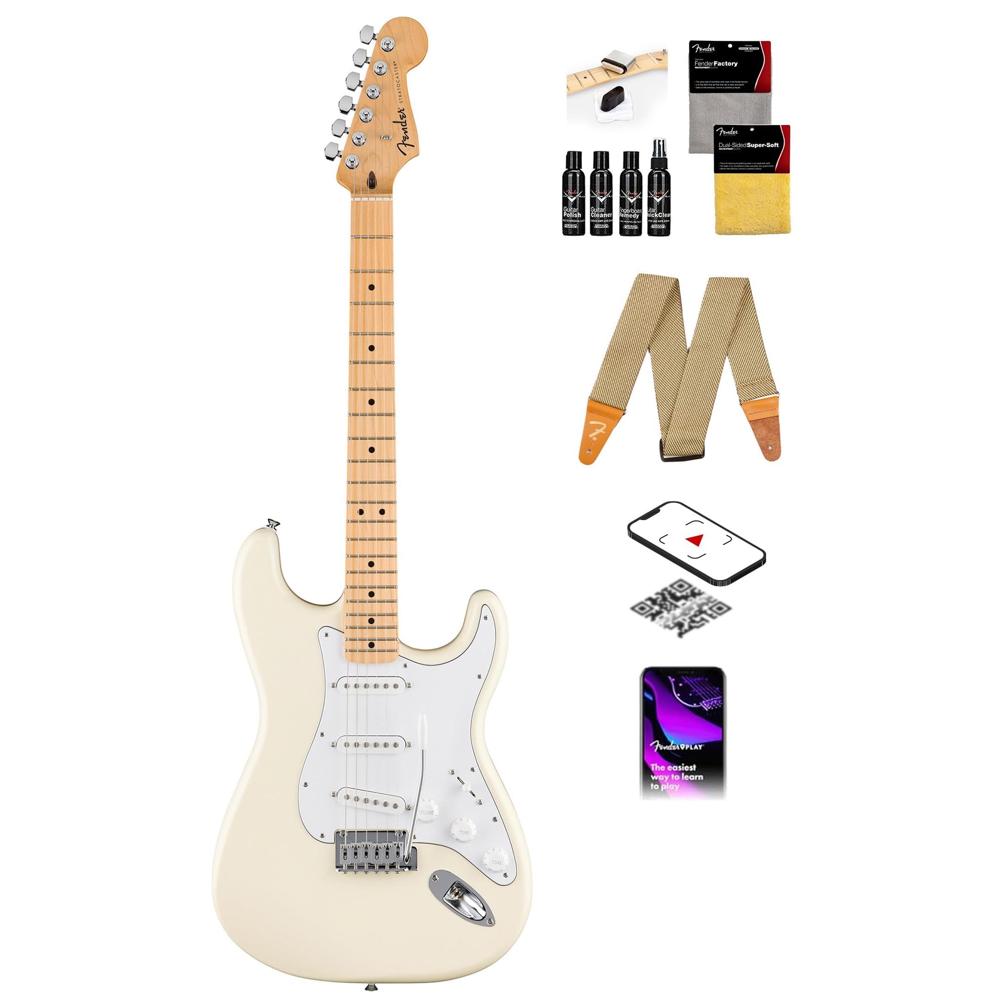 Amazon.com: Fender Standard Stratocaster - Olympic White Bundle