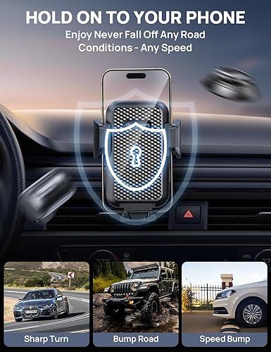 Miniatura 6 de Soporte de teléfono para tablero de instrumentos para tu automóvil (+ clip de ventilación de aire) [estable de grado militar], soporte para teléfono