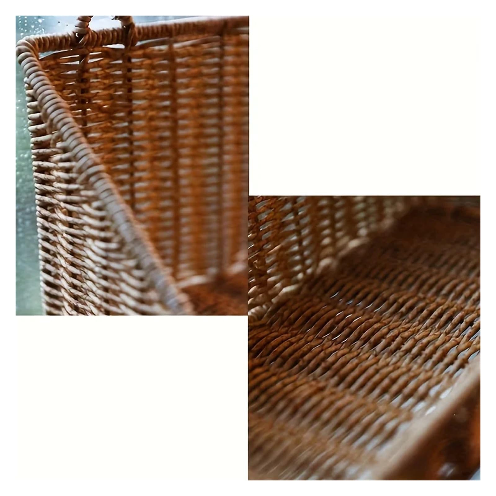 Cesta Tejida De Hierba Marina Cesta rústica de pared | Con ganchos - Cesto de almacenamiento de ratán tejido