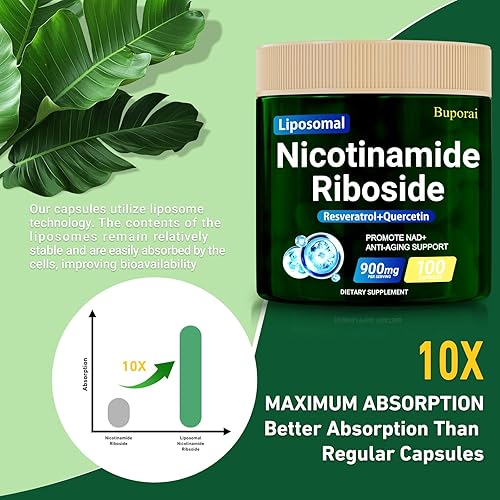 Miniatura 8 de Ribosida de nicotinamida 900 mg con resveratrol y quercetina, suplemento NMN alternativa para antienvejecimiento, energía - 100 cápsulas
