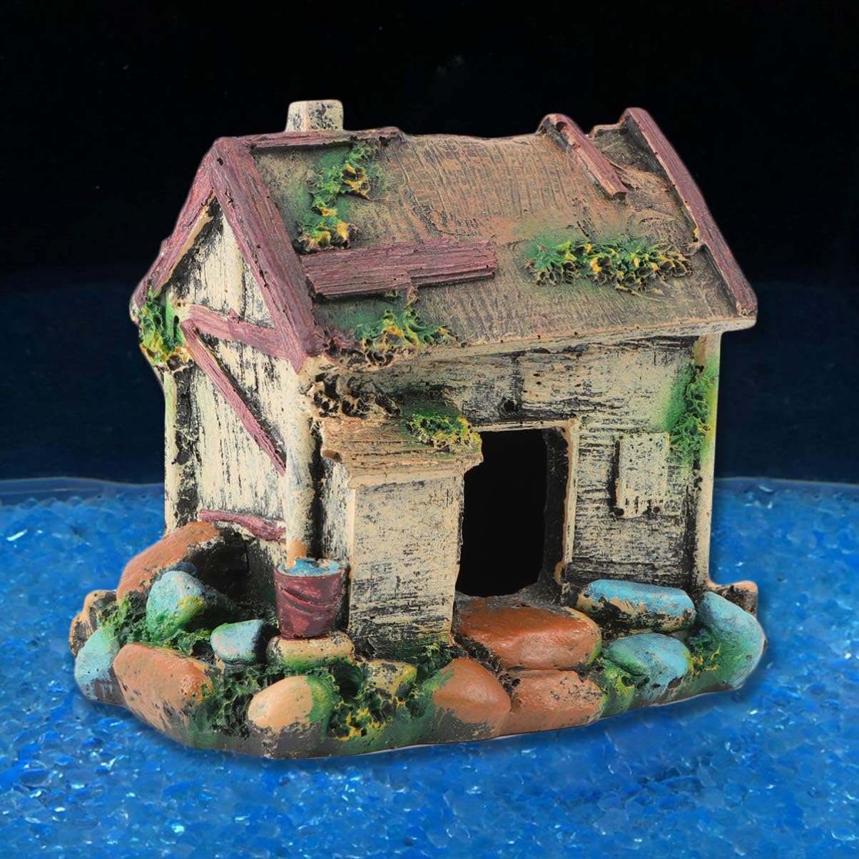 balacoo Aquarium Fish Tank Cave 5.11X3.34X4.72In Resin Ornament Fish Shelter Hideaway for Freshwater Betta Tank Landscaping Decoration