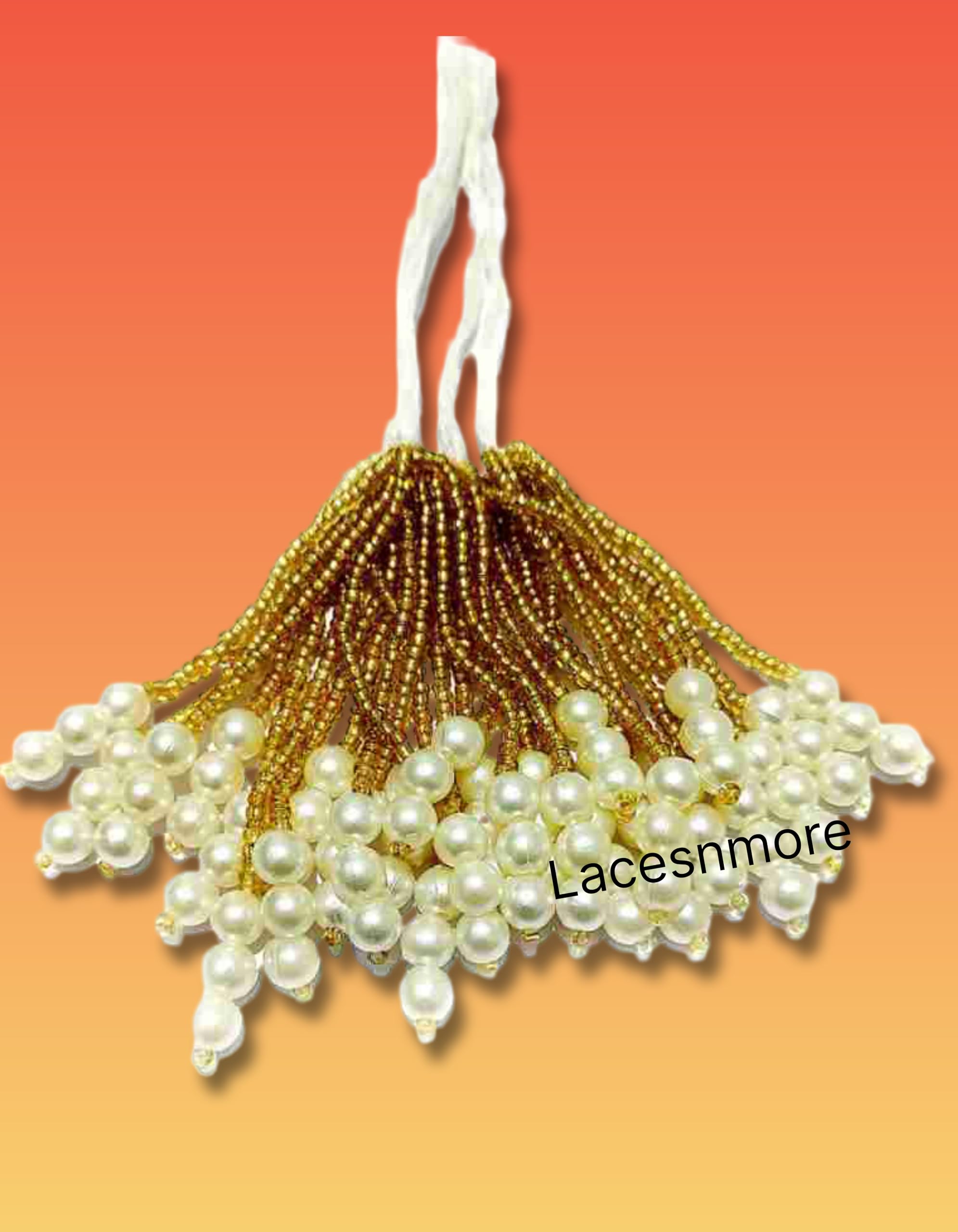 Lacesnmore Golden Latkan for Blouse Cutdana Beads Tessels DIY Craft Tassle, Cutdana latkan for Saree Blouse/Dupatta Corner Hanging toran (10pc) 2