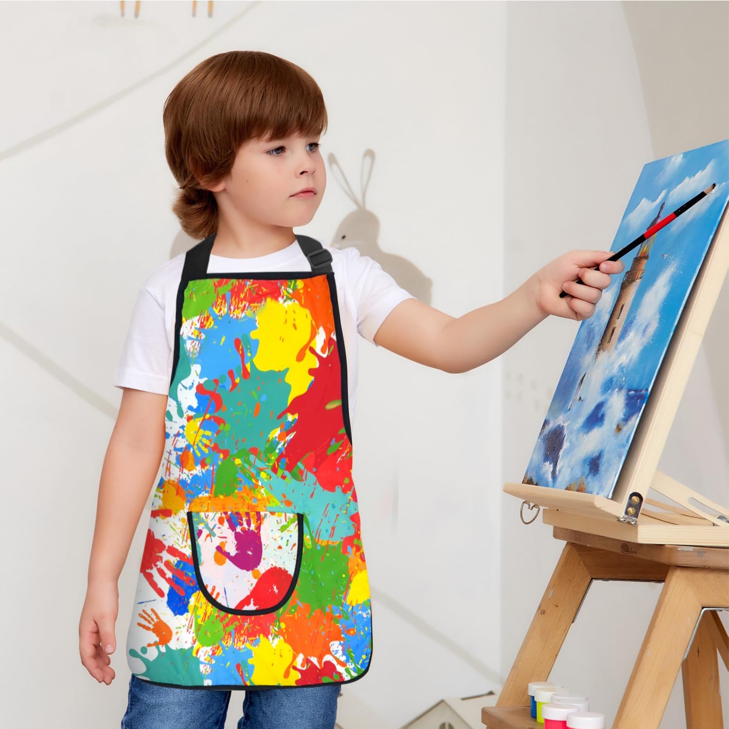 LECTNORE Kids Apron Waterproof Long Sleeve for Kids Children's Art Smock with Pockets for Painting Cooking Eating(Height 80-100cm - Image 2