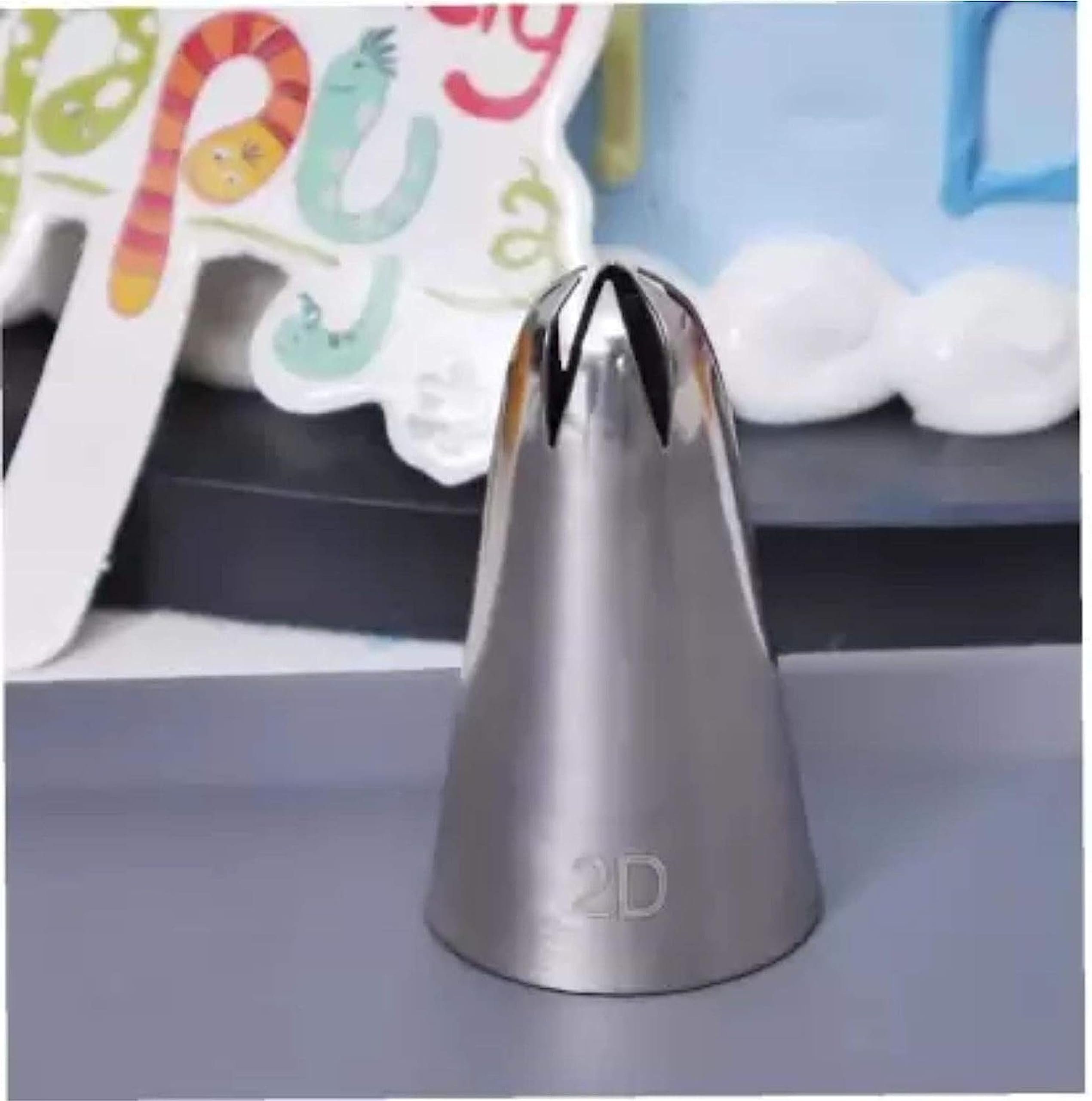 Bake House Stainless Steel Cake Decorating Nozzle Cupcakes Decorations Cream Filling Border Decoration Pastry Icing Tips (2D Nozzle)