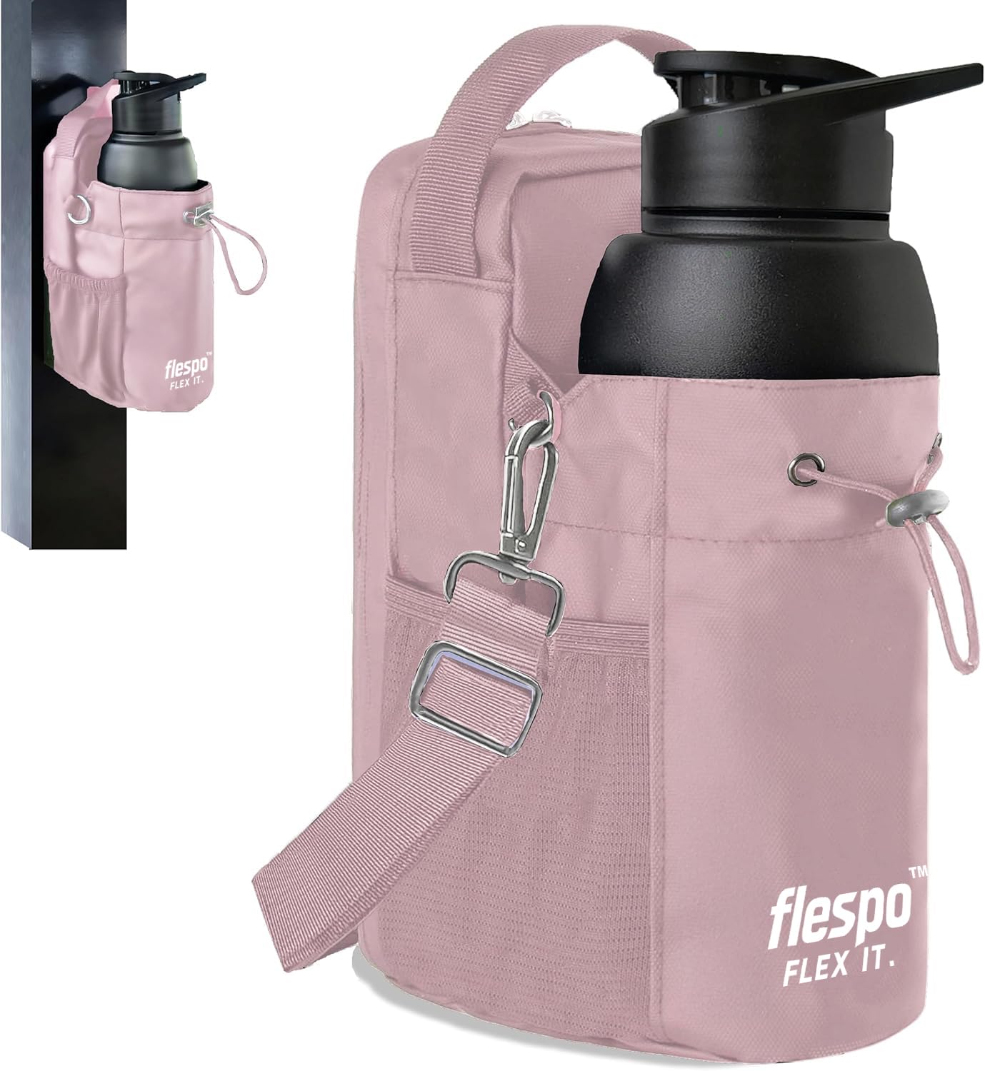 flespo Magnetic Gym Bag for Men and Women, Magnetic Water Bottle Holder, Gym Crossbody Sling with Strap, Sling Bag with Phone Pockets, Key Phone Holder, Gym Essentials, Pink-picture-40