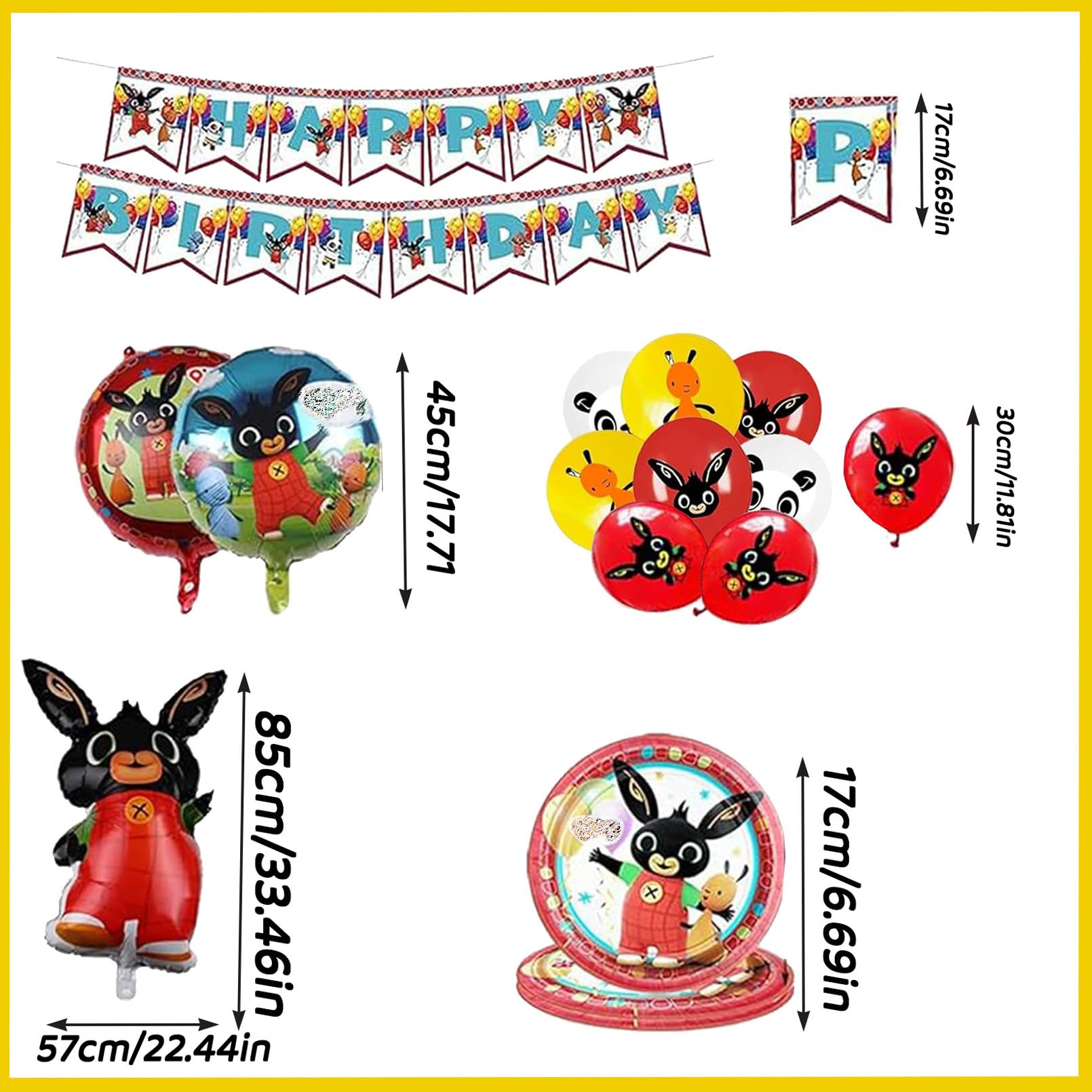 99 Pezzi Bunny Stoviglie per Feste di Compleanno，Addobbi Compleanno Bunny，Tovaglioli, Tovaglia, Piatti di Carta