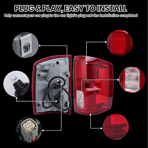 Miniatura 6 de Conjunto de luz trasera compatible con Chevy Silverado 1500GMC Sierra 1500 2016 2017 2018 lámpara trasera LED 84288719 lado derecho del pasajero