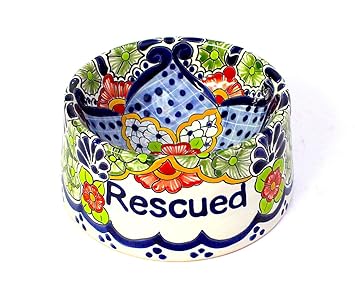 San Miguel Collection Hand-painted Ceramic Dog Bowl Rescued | Bella Hacienda