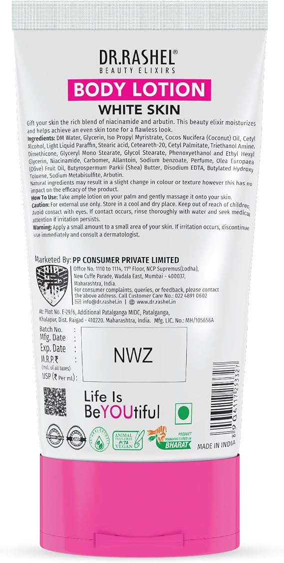 DR.RASHEL WHITE SKIN BODY LOTION | SKIN WHITENING | WITH NIACINAMIDE & ARBUTIN -100ml