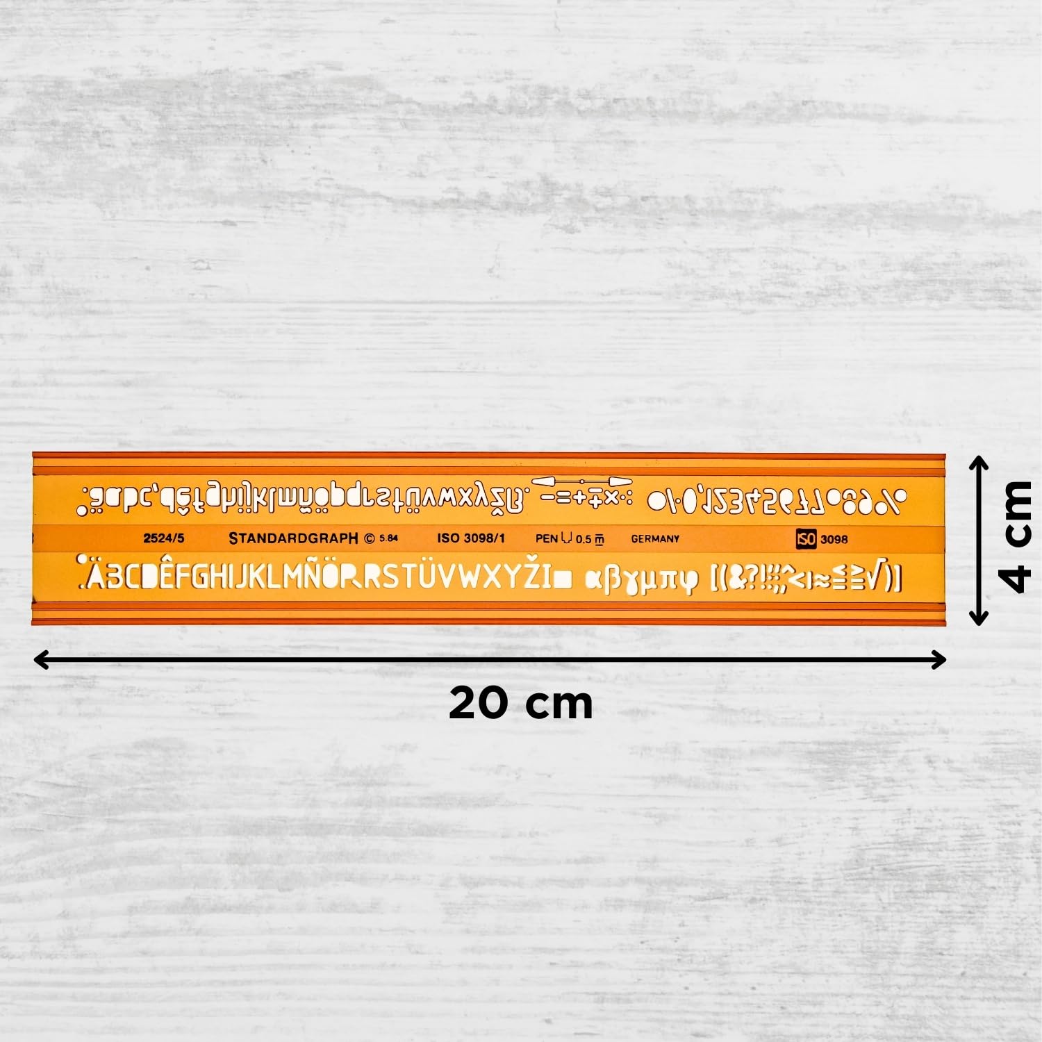 5mm Schriftschablone - Normschriftschablone 5mm - Schriftschablone Technisches Zeichnen - Schrift Schablone 5 mm - Isonorm Gerade Mittelschrift Schablone