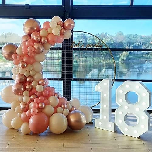 Miniatura 7 de 60 globos rosa y blanco, juego de globos de fiesta de 12 pulgadas de color rosa claro y blanco con globos rojos metálicos, globos de látex de helio