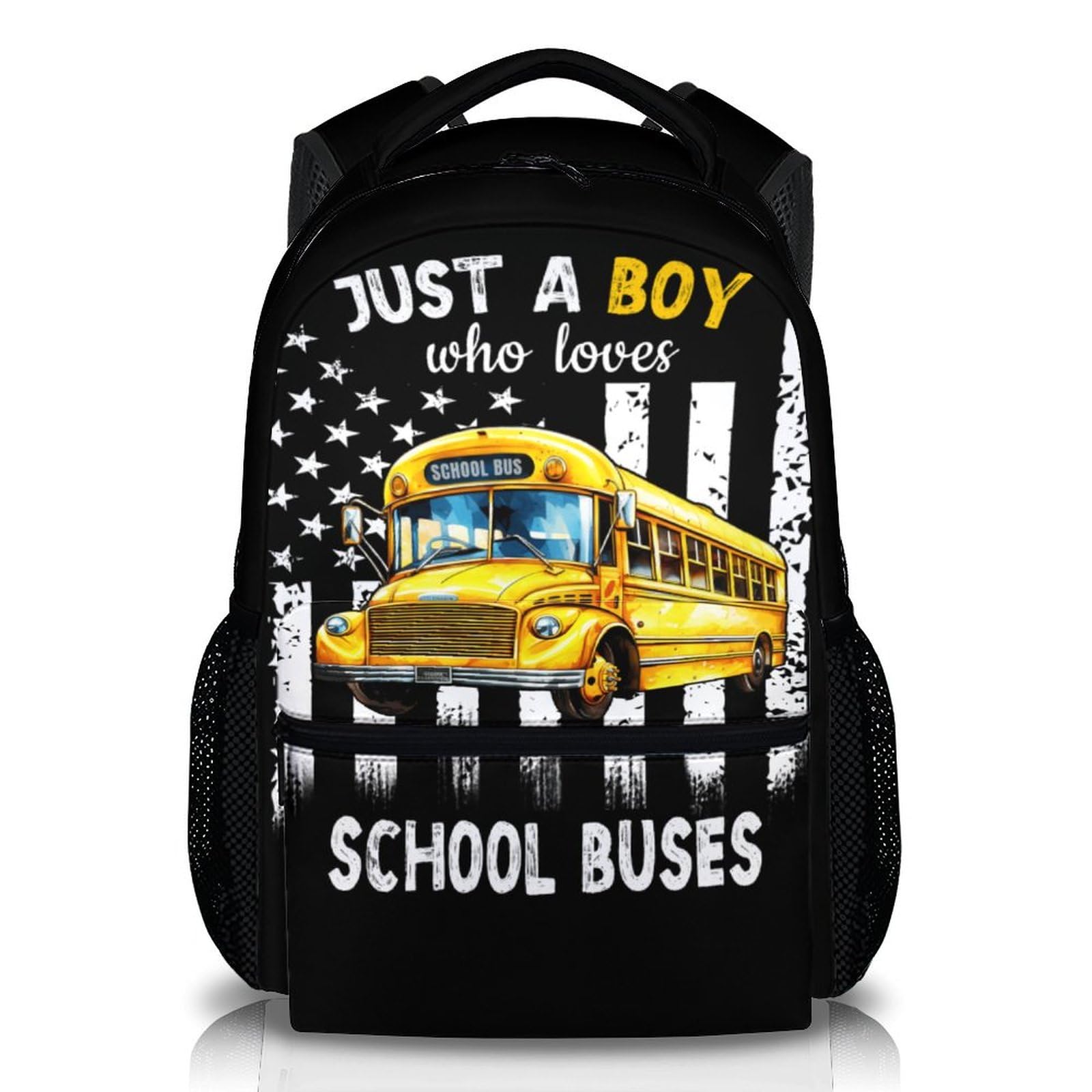 Backpack for Boys Cute School Bus Kids Backpacks for School Travel 17 Inch Bookbag for Preschool Kindergarten Large