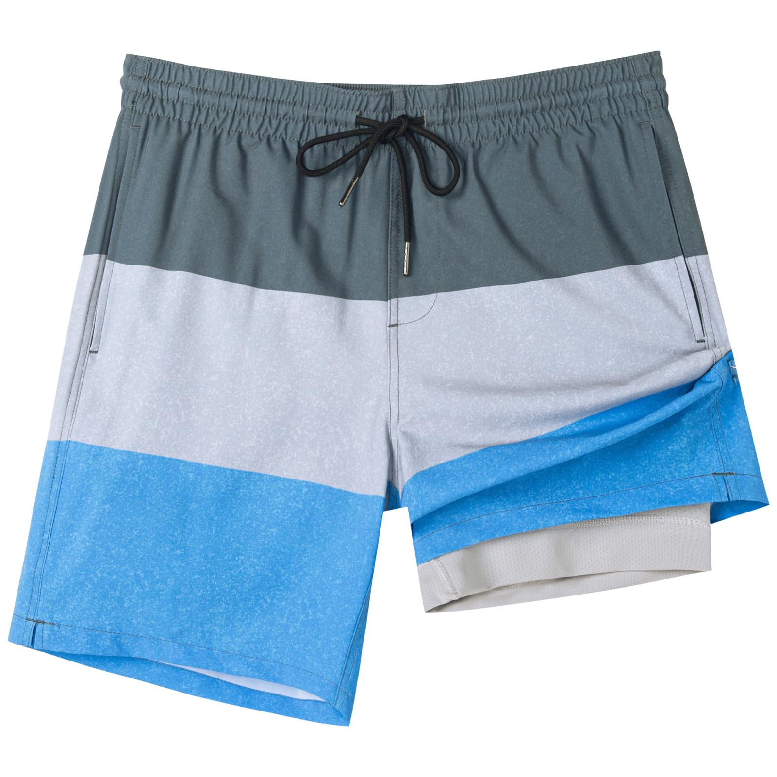 SURF CUZ Mens Swim Trunks with Compression Liner Swim Shorts 7" Swimming Trunks Stretch 7 Inch Swim Suits Quick Dry