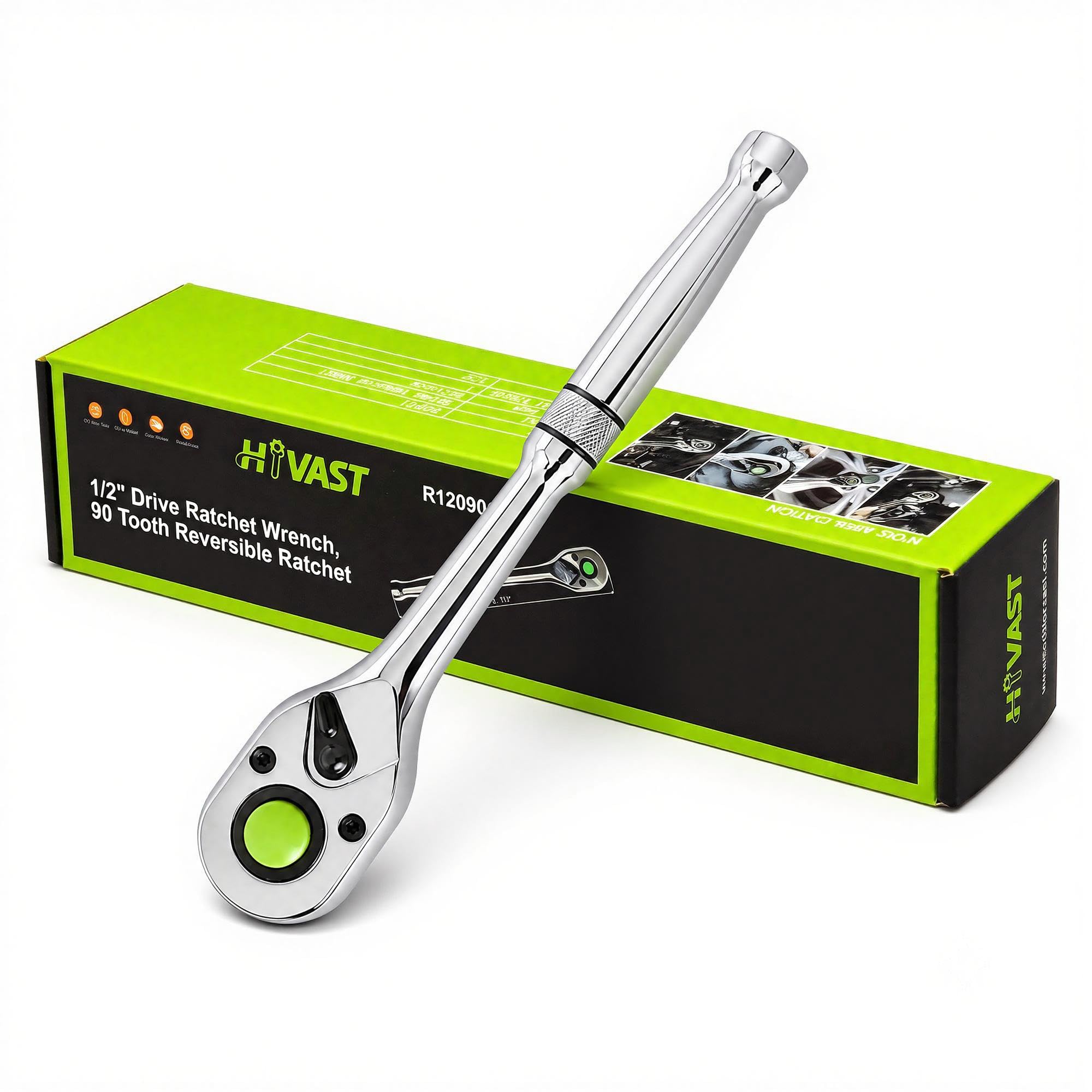 HYVAST 1/2" Drive Ratchet Wrench 90-Tooth Quick Release Handle