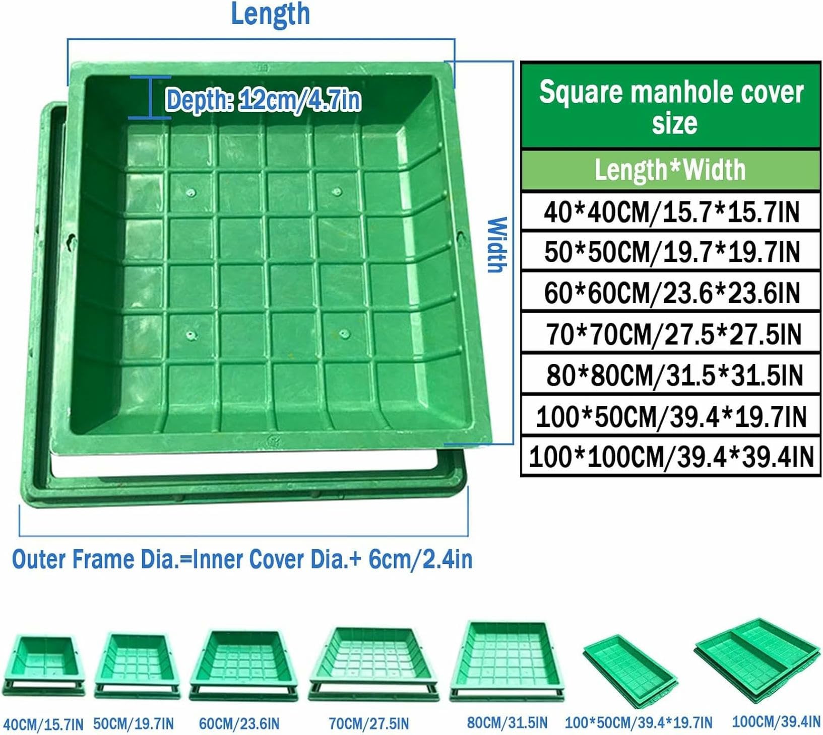 Cubierta redonda de resina de diseño invisible e para tanque de agua con tapa de cámara de inspección F, ideal para pares y Lns y resistente a la intemperie