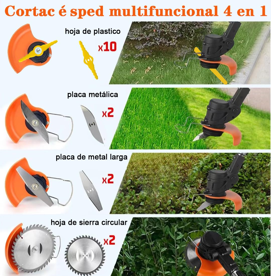 Desbrozadora, Desbrozadoras Bateria，21V 2000mAh Desbrozadoras Electrica， 3 en 1 Cortabordes Bateria, para Césped, Jardín y Campos