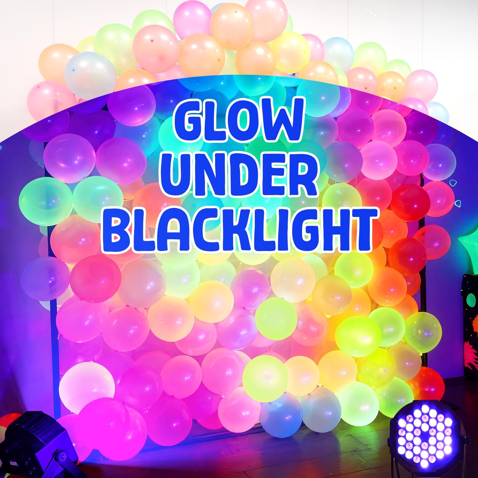 Mega-L Świecące w ciemności artykuły imprezowe, 100 szt., 30 cm, okrągłe, fluorescencyjne, wielokolorowe, lateksowe balony na urodziny, baby shower, wesele, przyjęcie, dekoracja