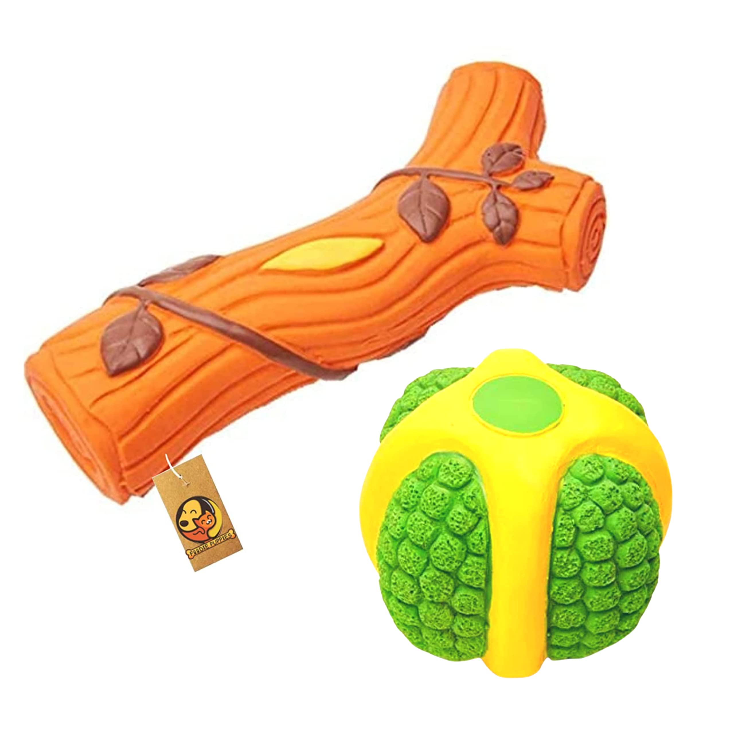 Foodie Puppies Non-Toxic Soft Latex Interactive Training Fetch and Play Squeaky Bouncing & Floating Chew Toy for Puppies & Dogs (Combo of 2, Squeaky Branch and Melon Ball, Large) (B09N1N6QTY) Amazon Price History, Amazon Price Tracker