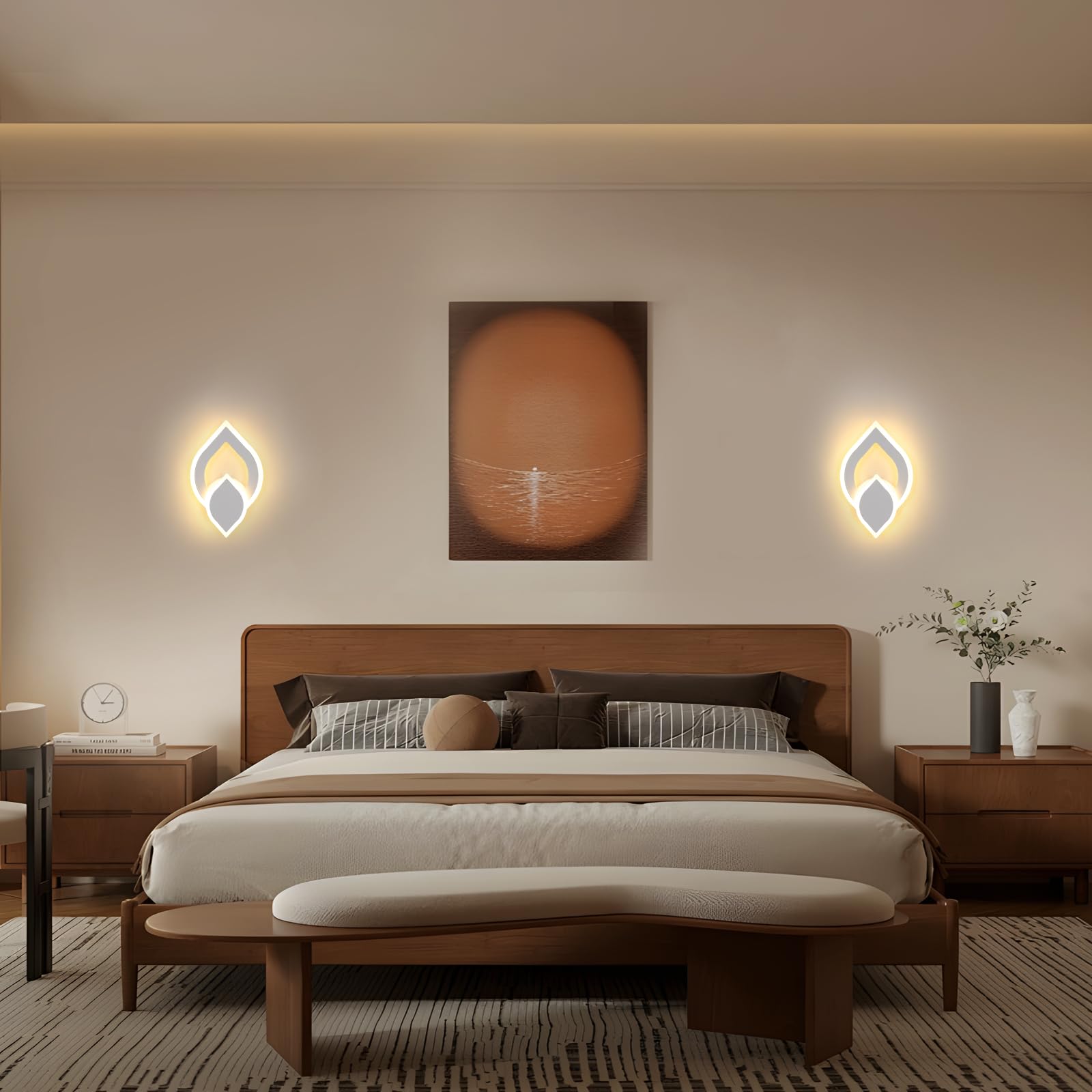 Lámpara de Pared LED 16W, Apliques de Pared LED Escaleras Interior 1800LM, Diseño Creativo Moderno Luz de Pared Acrílico para Dormitorio Salon Pasillo, Blanco Cálido 3000K, Blanco