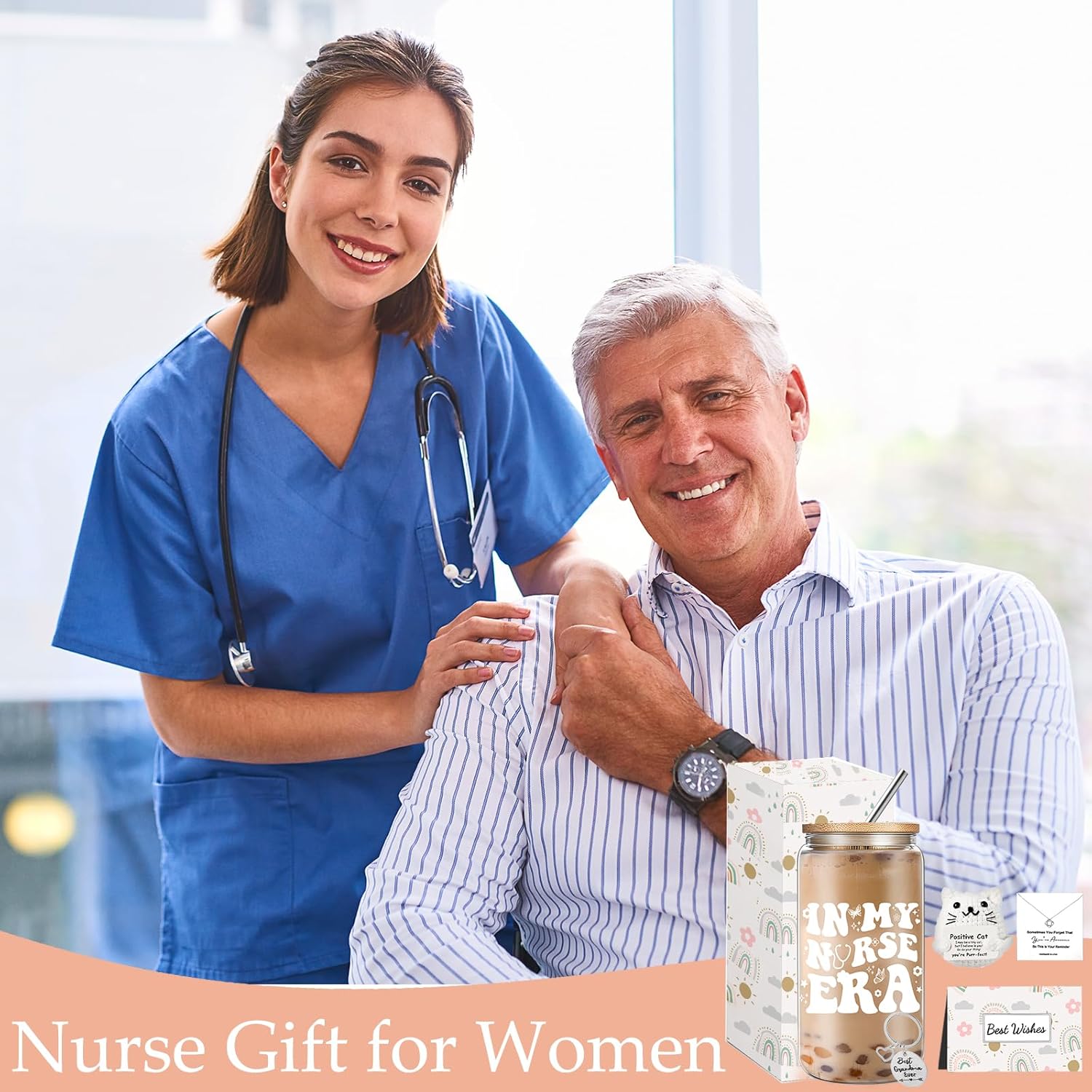 Nurse Christmas Gifts for Women, Rn Appreciation Gift Nurses Week Set, Nursing Birthday Thank You Gifts with 16 Oz Can Glass Cup - Image 6