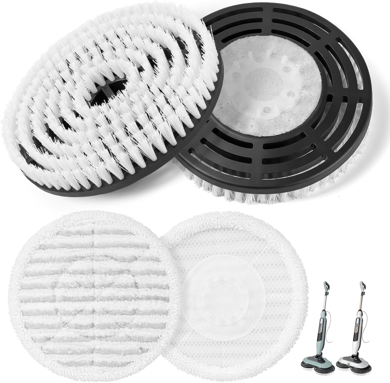 4 PACK Upgraded Steam Mop Replacement Pads for Shark Steam and Scrub Mop S8201 S8001 S8002 S7201 S7001 Series, Short Bristle Cleaning Brushes and Soft Scrub Pads for Deep Clean Home Hard Floors