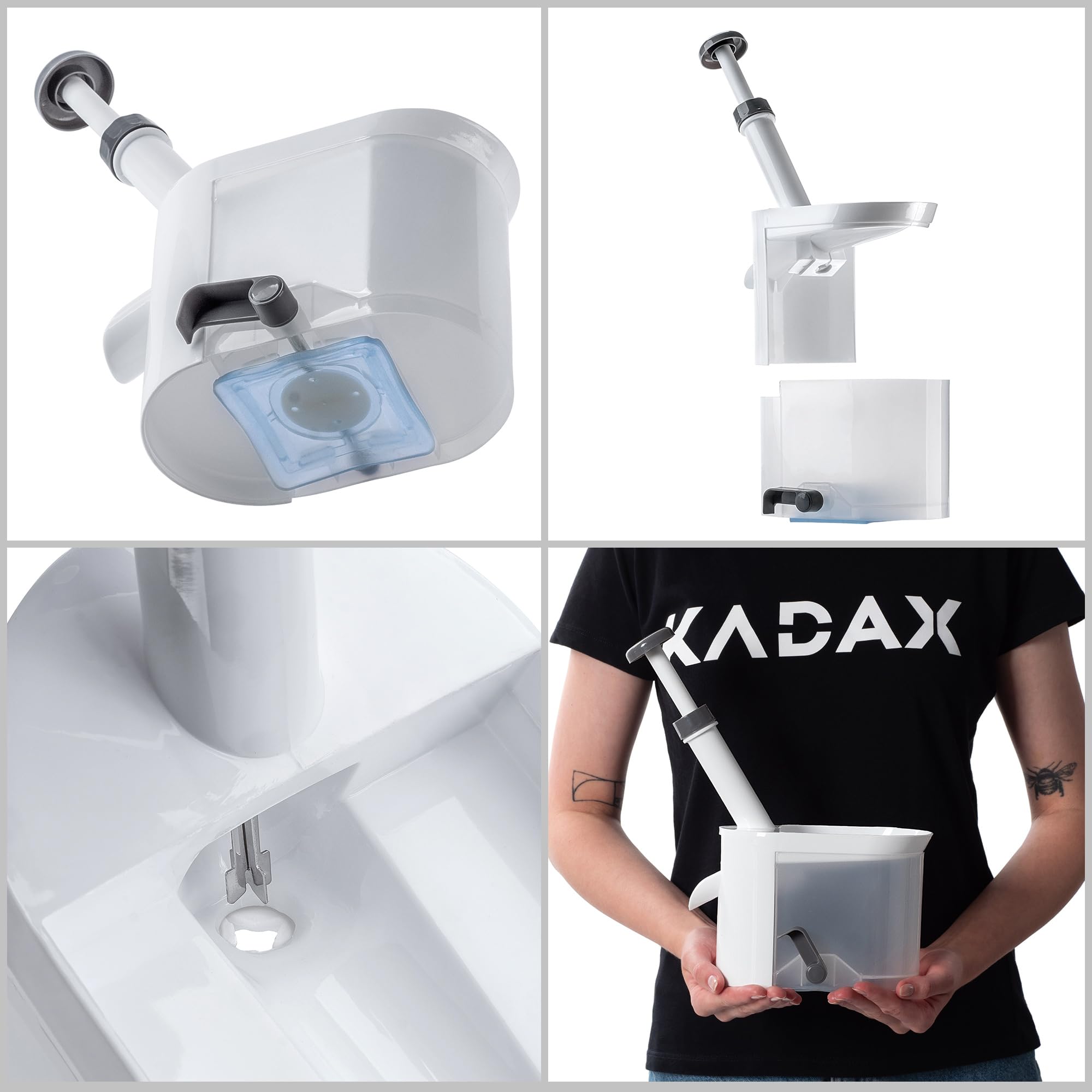 KADAX Kirschenentkerner aus Kunststoff, Kirschenentsteiner mit großer Auffangbehälter, Kirschkernentferner zur schnellen Trennung von Kern & Fruchtfleisch (Weiß)