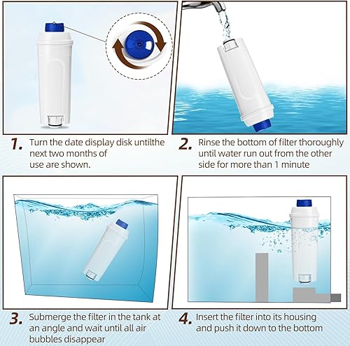 Miniatura 6 de Filtro de agua para máquina de café compatible con filtro Delonghi DLSC002, ECAM, ESAM, ETAM, BCO, EC, EC680, EC800, filtro para máquina de café,