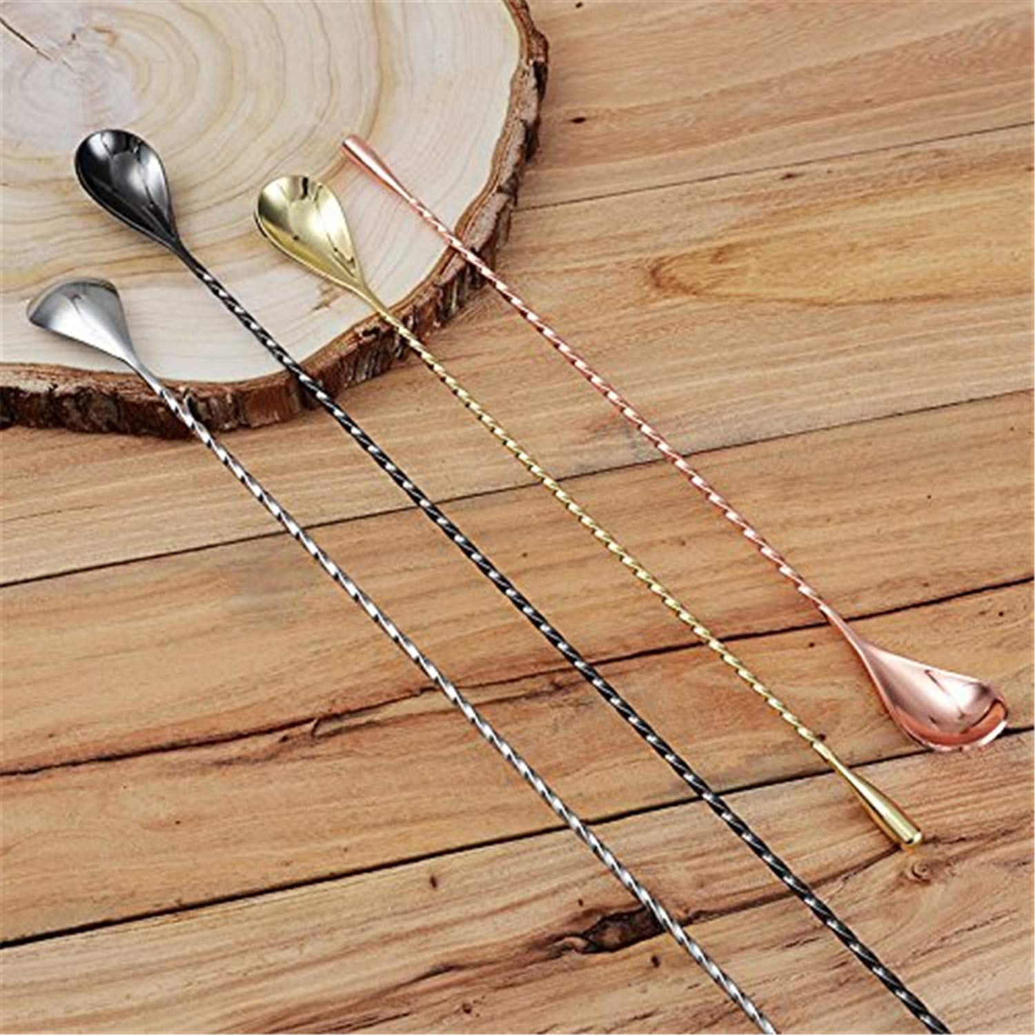 4 Pezzi Cucchiaio Da Cocktail Bar Cucchiaio Per Mescolare Manico Lungo In Acciaio Inossidabile Modello A Spirale Cocktail Mixing Shaker Spoon 12 Pollici 4 Colori Argento Oro R
