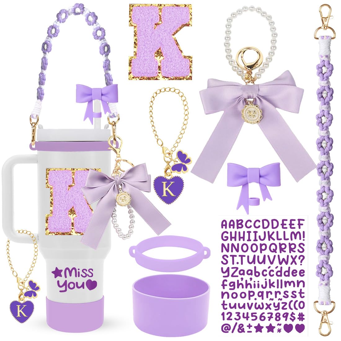 HAIREASON Stanley Cup Accessories Set,8Pcs Cup Accessories Including Straw Topper,Boot,Cup Charm,Stickers and Other Accessories,Suitable Accessories