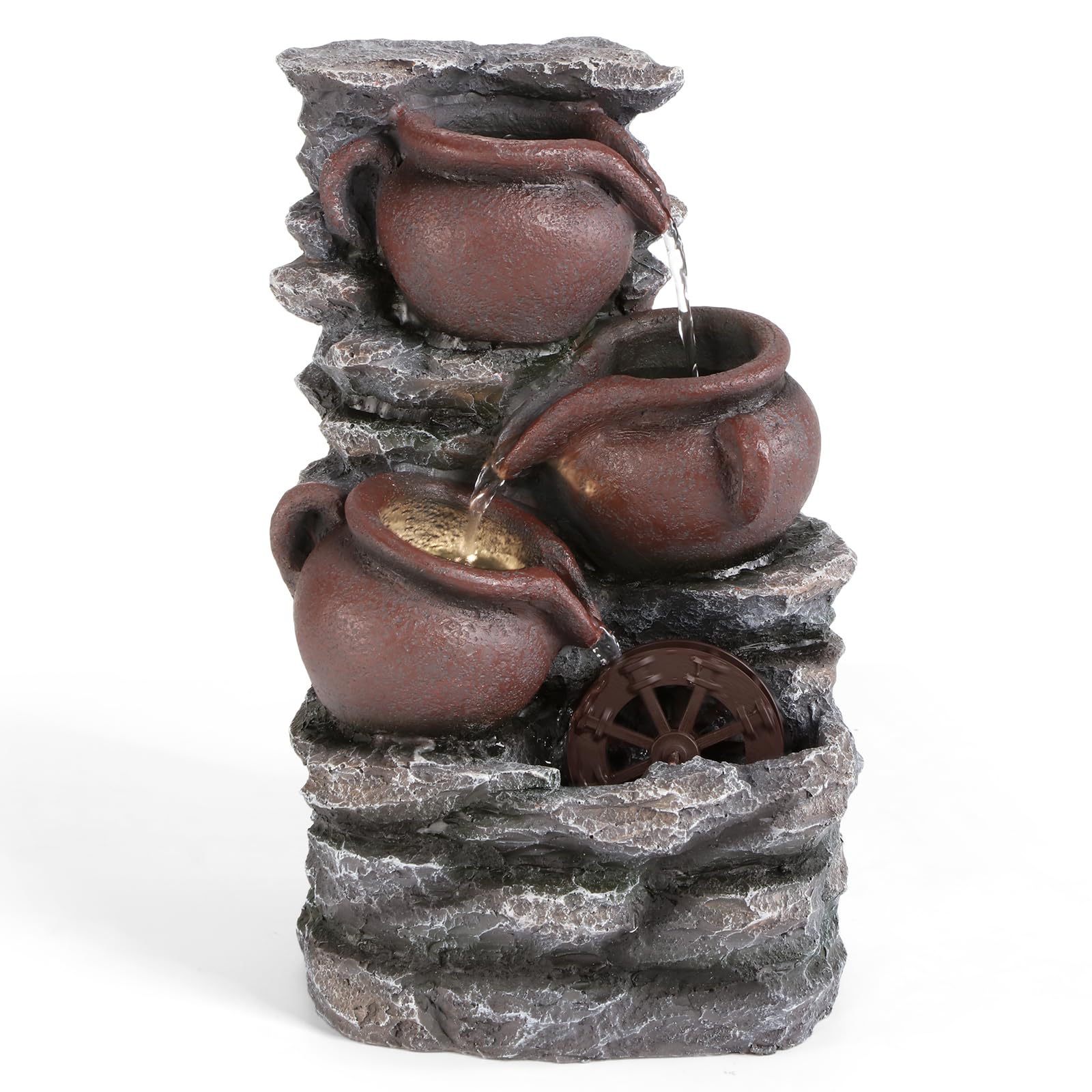 Dyna-Living Water Fountain Tabletop Waterfall Fountains Indoor with LED