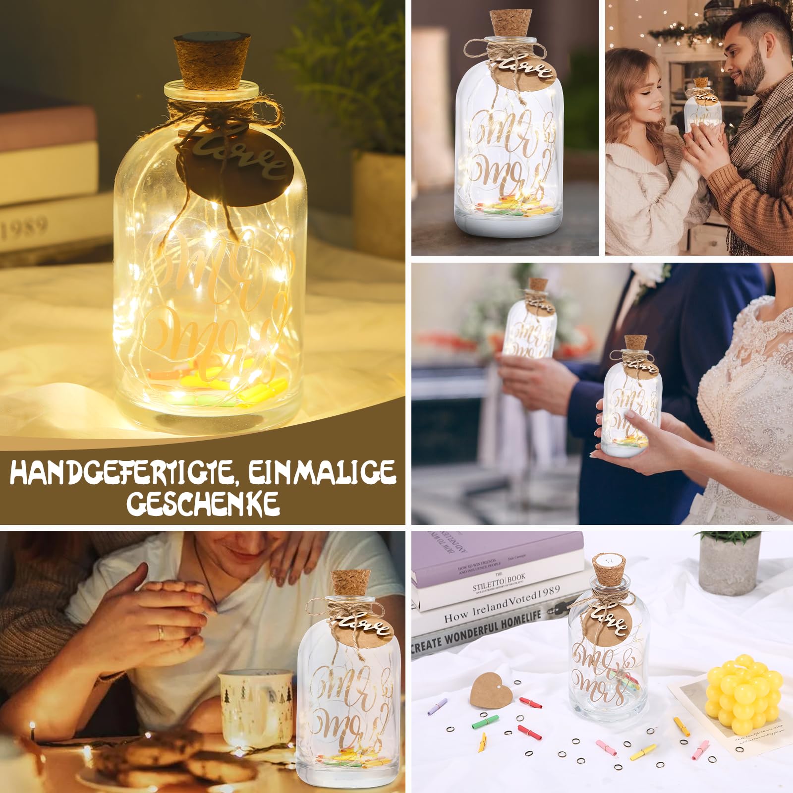 Confezione da 4 Luci per Bottiglie di Vino con Tappo in Sughero 2M 20 Led con Fili di Rame Luci Fiabesche per Vacanze di Natale Matrimonio Compleanno Camera da Letto Arredamento