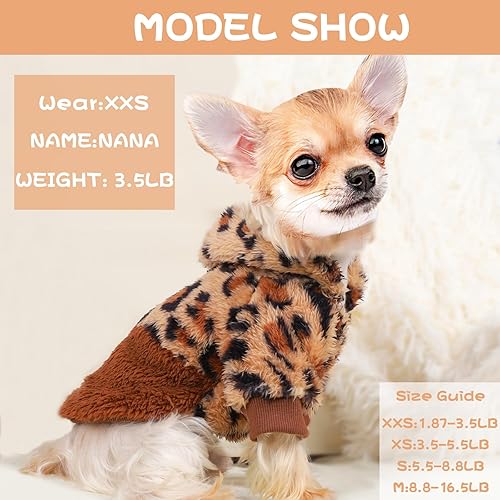 Miniatura 4 de Suéteres para perros pequeños, ropa de forro polar con capucha para perro, suéter cálido de Chihuahua para cachorros de primavera e invierno, suéter