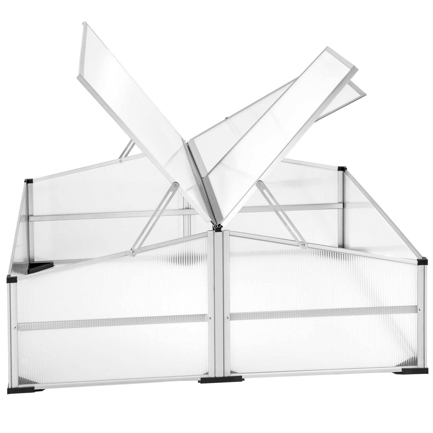 tectake® Frühbeet, Frühbeetaufsatz, Frühbeetkasten, Anzuchtkasten für Hochbeet, Blumenkasten, Anzucht Gewächshaus, Hochbeet Abdeckung, Pflanzkasten Minigewächshaus - 102 x 102 x 41 / 31 cm