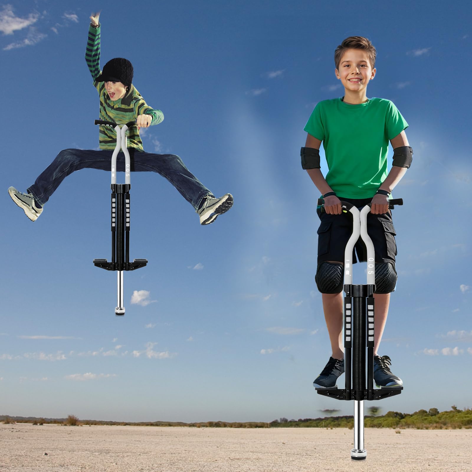 ISE Bâton Sauteur Enfant, Baton de Saut, Baton Sauteur Enfant, Jeux d'Extérieur, Divertissement Parents-Enfants et Jeux Amusants, Jouets d'Extérieur pour Enfants, SY-ST005 (Gris) Cadeaux de Fêtes