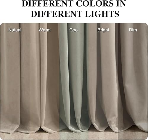 Miniatura 139 de RYB HOME Juego de 2 paneles de cortinas de terciopelo malva, cortinas y cortinas para oscurecer la habitación, con aislamiento térmico, decoración